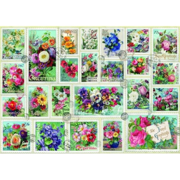 Kolekcja znaczków z kwiatkami (2000 el.) - Sklep Art Puzzle